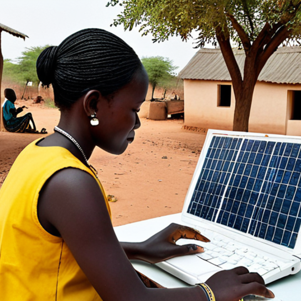 부르키나파소에서의 인터넷 및 통신 환경 - Rural Community Telecenter**

"A modest, fully clothed woman works at a computer inside a small, sim...