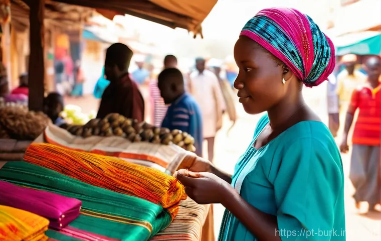 부르키나파소에서 배우는 프랑스어 - **Vibrant Market Language Exchange in Ouagadougou**
    A bustling, sun-drenched market scene in Oua...