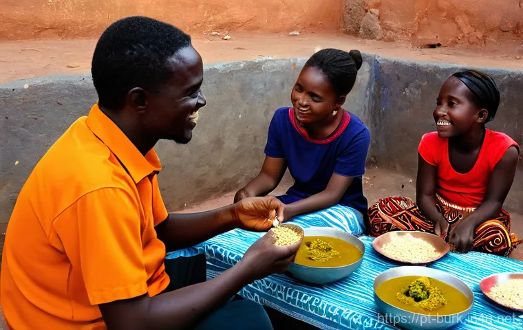 부르키나파소에서 배우는 프랑스어 - **Rhythmic Storytelling Through Music and Art in a Burkinabé Village**
    An evocative outdoor scen...