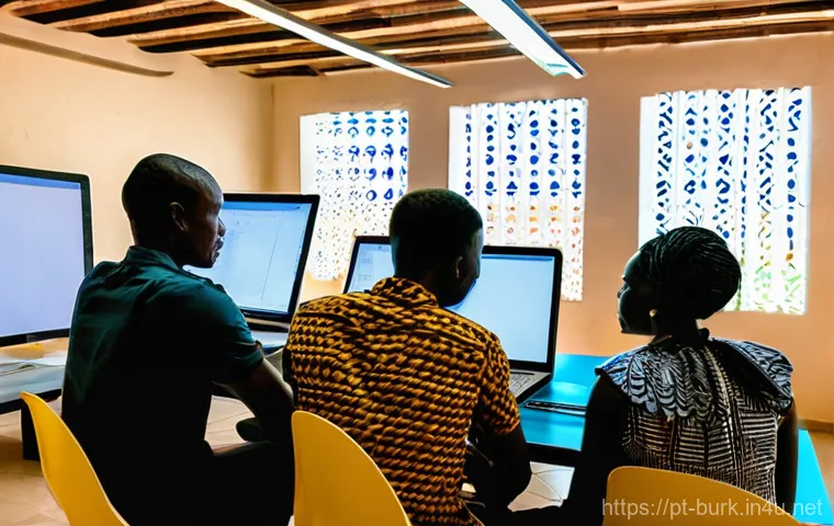 부르키나파소의 스마트폰 보급률 및 IT 발전 상황 - **Prompt:** A dynamic and futuristic landscape shot showcasing the rapid digital infrastructure grow...