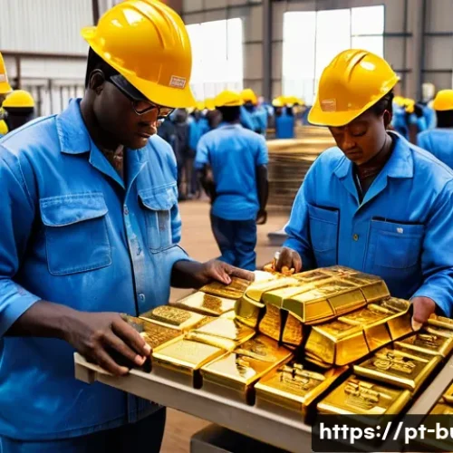 부르키나파소의 무역 및 수출 전략 - **Prompt: "A vibrant and modern gold refinery in Burkina Faso, showcasing advanced machinery and a d...